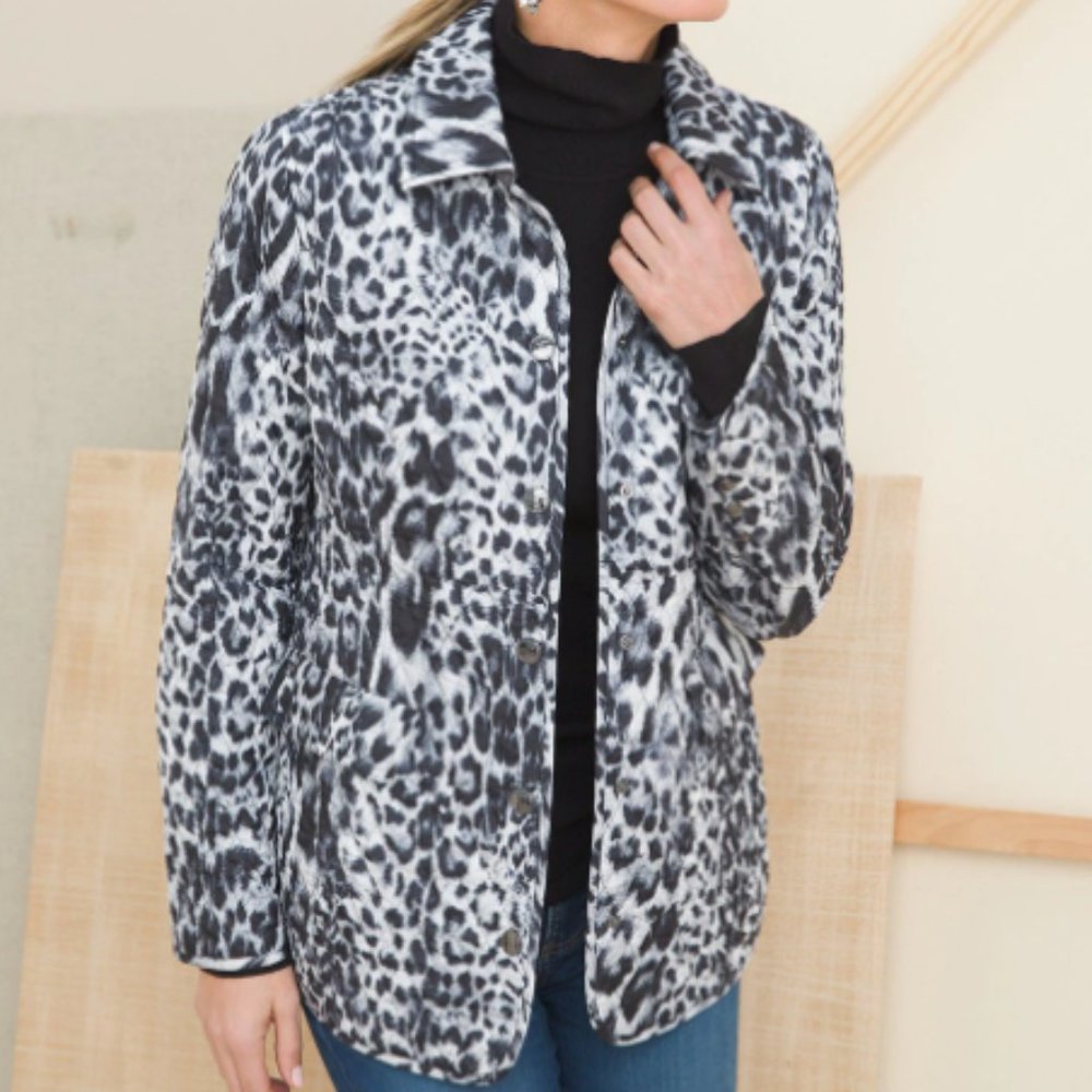 ANIMAL-PRINT QUILTED JACKET, 0