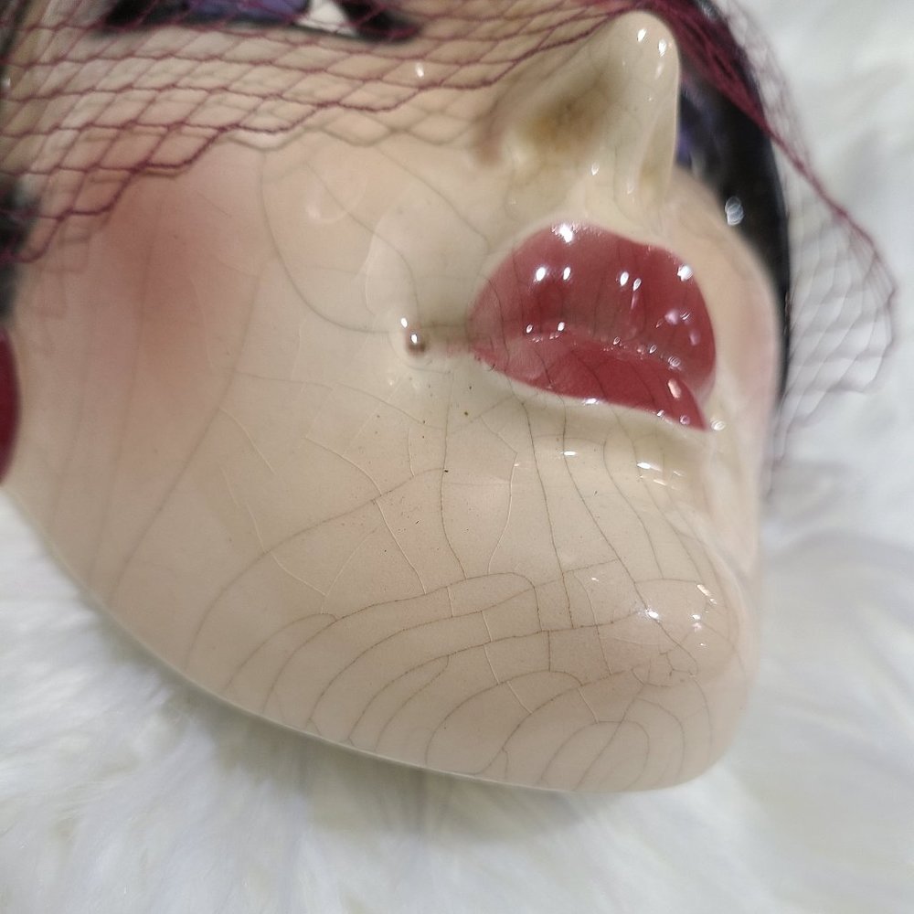 Clay Art Vintage Lady Face Hanging Mask