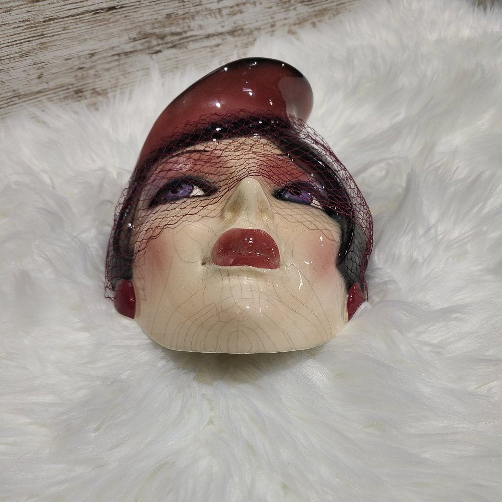 Clay Art Vintage Lady Face Hanging Mask