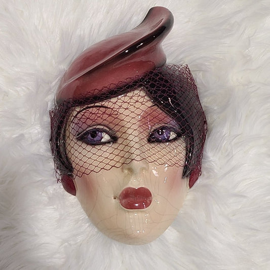 Clay Art Vintage Lady Face Hanging Mask