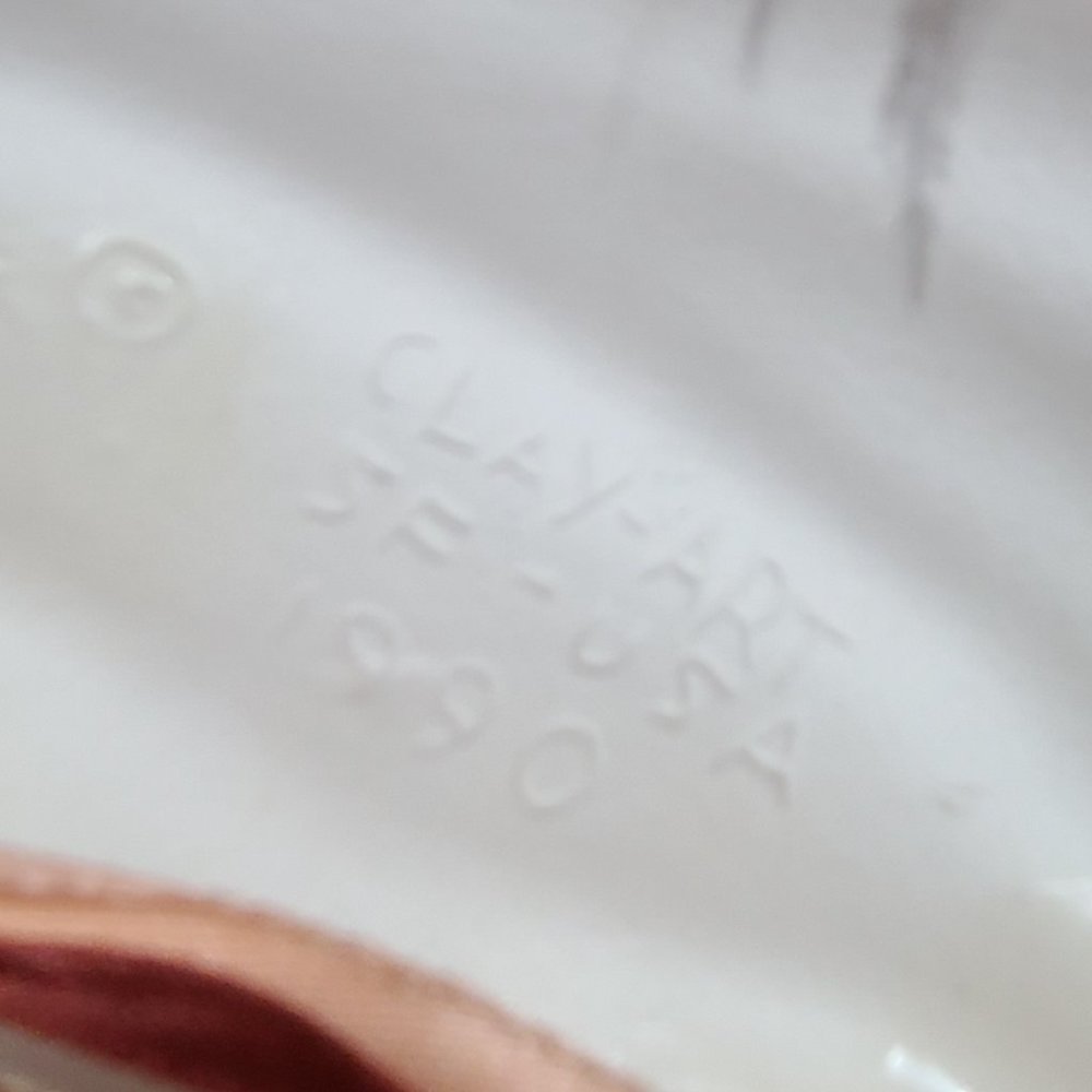 Vintage Clay Art About Face Feathered Pink and Orange Lady Face Hanging Mask