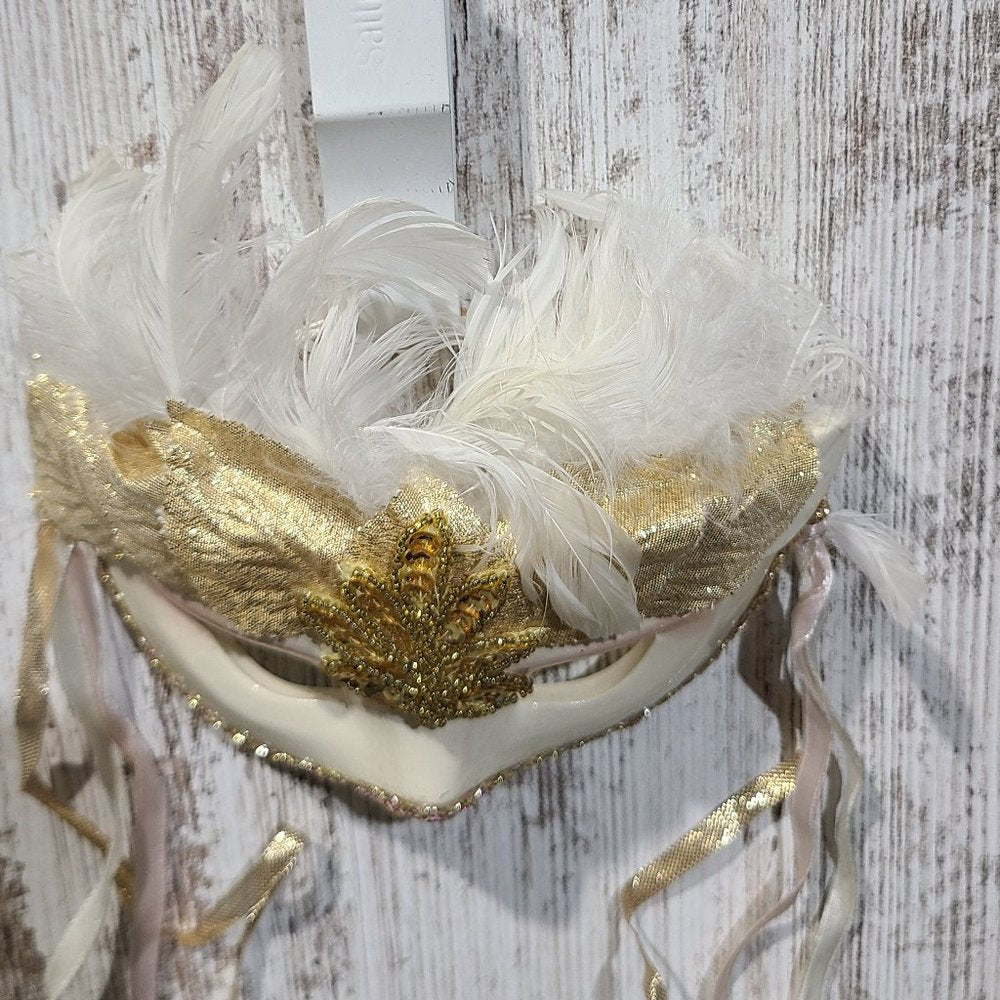 Clay Art Gold Leaf Hanging Wall Mask A1198