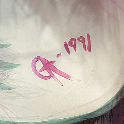 Signed GA1991 Feathered Handmade Hanging Wall Mask