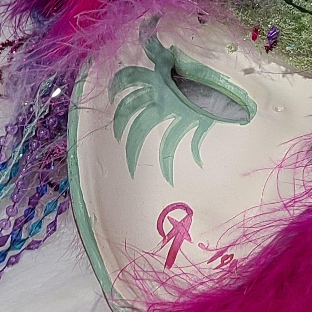 Signed GA1991 Feathered Handmade Hanging Wall Mask