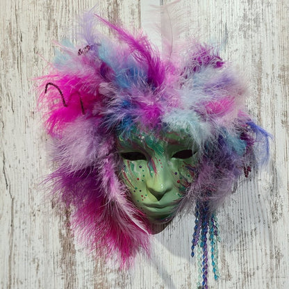 Signed GA1991 Feathered Handmade Hanging Wall Mask