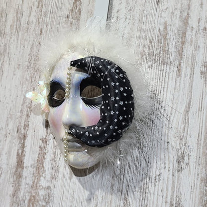 Moon with Pearls Hanging Wall Mask