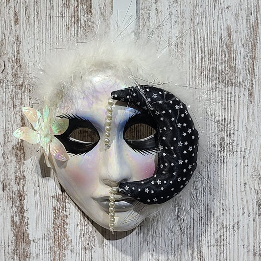 Moon with Pearls Hanging Wall Mask