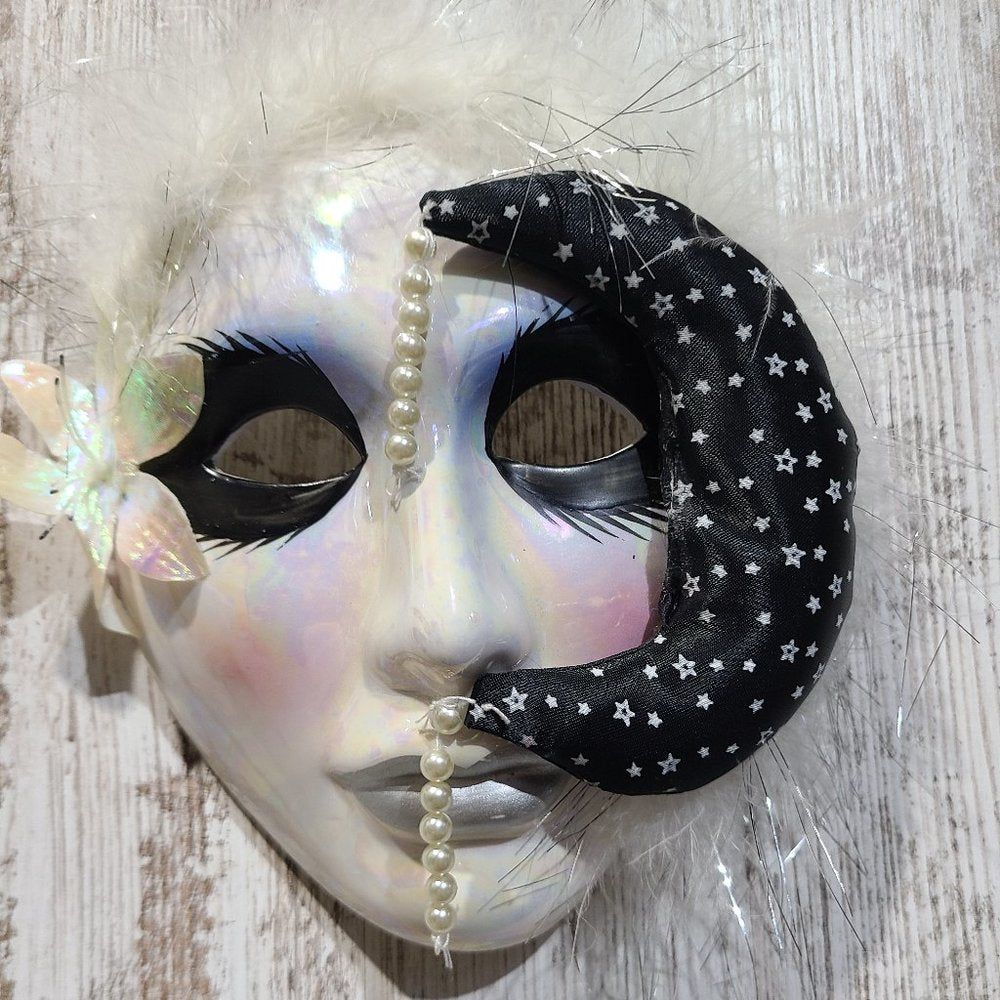 Moon with Pearls Hanging Wall Mask