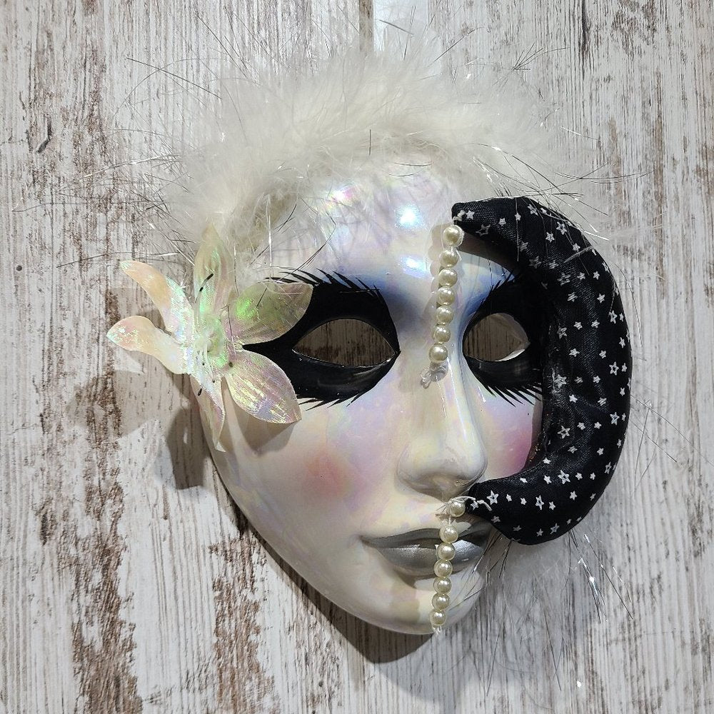 Moon with Pearls Hanging Wall Mask