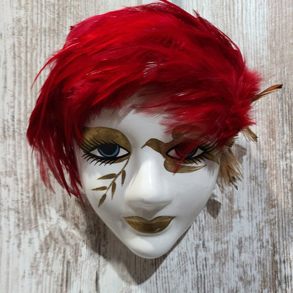Red Feather Hanging Wall Mask
