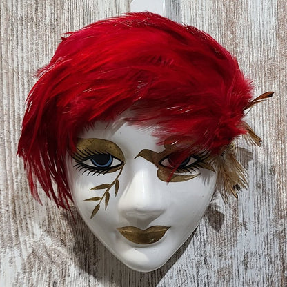Red Feather Hanging Wall Mask