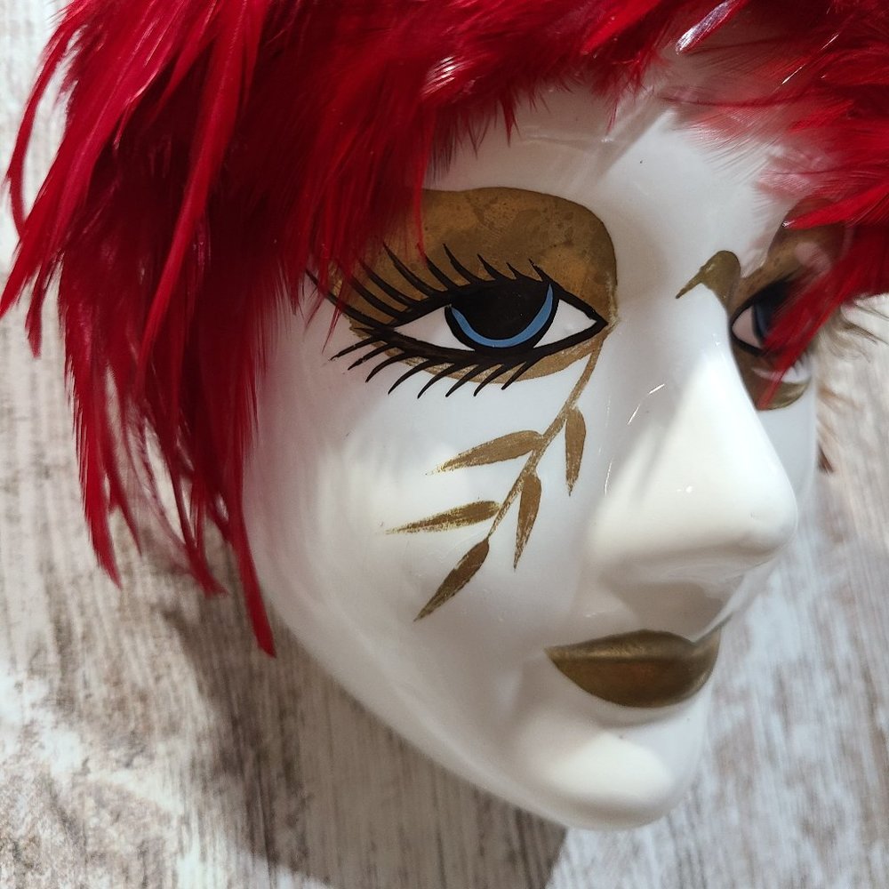 Red Feather Hanging Wall Mask