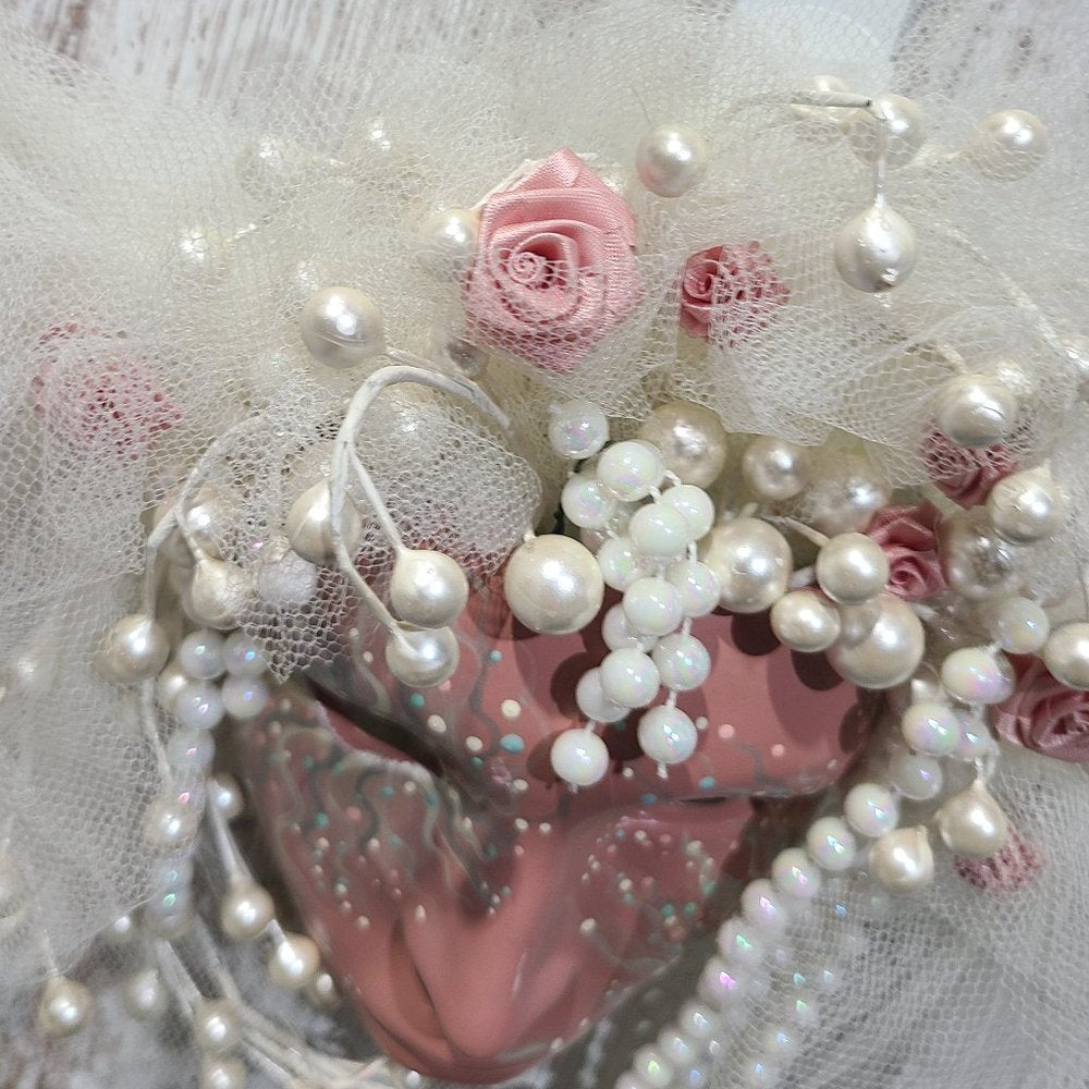 Vintage Rose and Pearl Hanging Wall Mask 1991