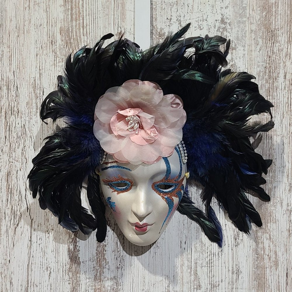 Vintage Feathered Hanging Wall Mask