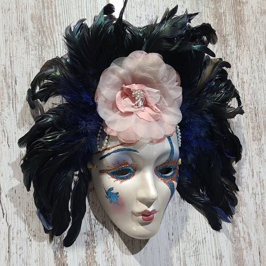 Vintage Feathered Hanging Wall Mask