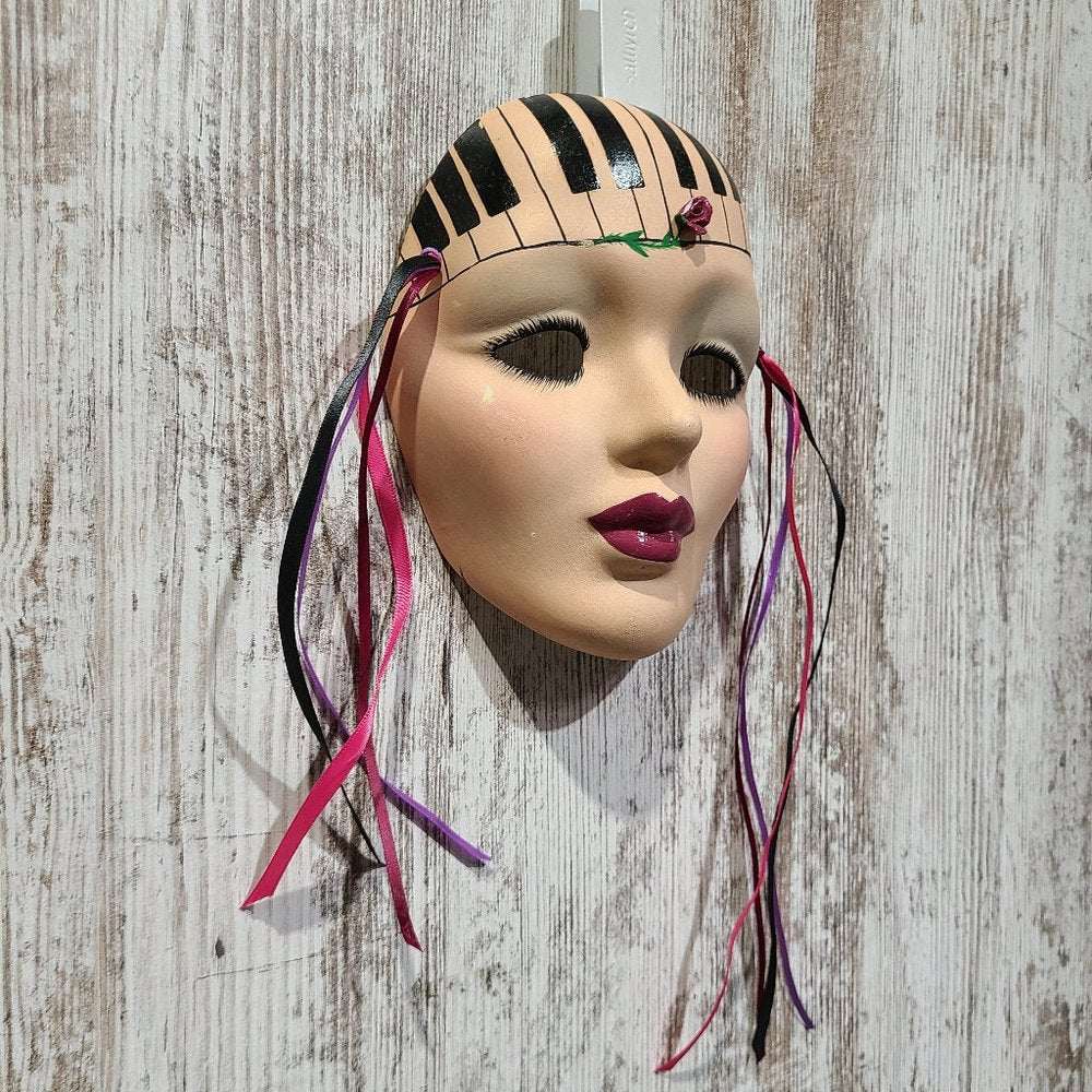 Hand Painted Vintage Piano Head Hanging Wall Mask