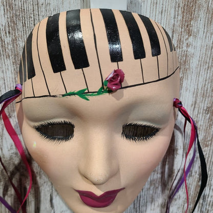 Hand Painted Vintage Piano Head Hanging Wall Mask