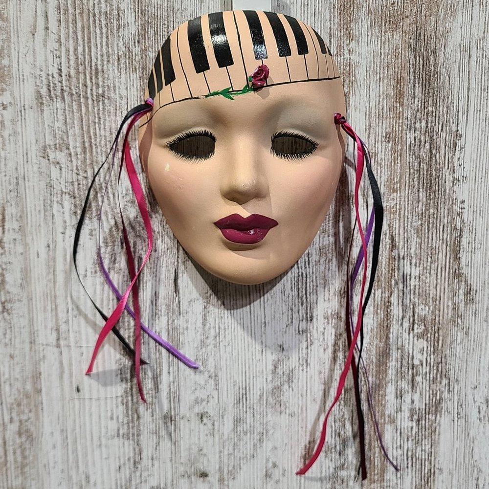 Hand Painted Vintage Piano Head Hanging Wall Mask