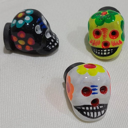 Hand Painted Day of Dead Clay Sugar Skull Magnets, 70 Piece Set