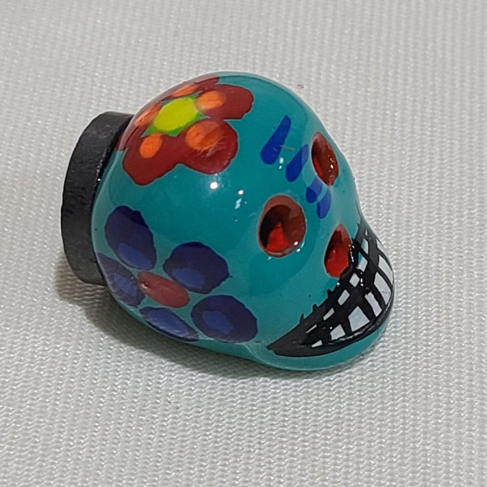 Hand Painted Day of Dead Clay Sugar Skull Magnets, 70 Piece Set