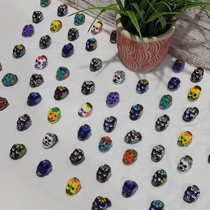 Hand Painted Day of Dead Clay Sugar Skull Magnets, 70 Piece Set