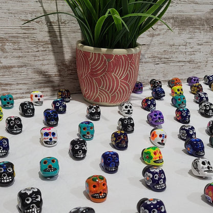 Hand Painted Day of Dead Clay Sugar Skull Magnets, 70 Piece Set