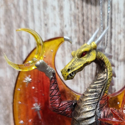 2007 Bradford Editions, "Celestial Visions" Celestial Dragon Ornament Set (2) CA