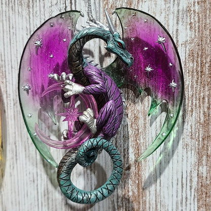 2007 Bradford Editions, "Celestial Visions" Celestial Dragon Ornament Set (2) CA