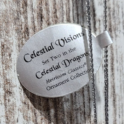 2007 Bradford Editions, "Celestial Visions" Celestial Dragon Ornament Set (2) CA