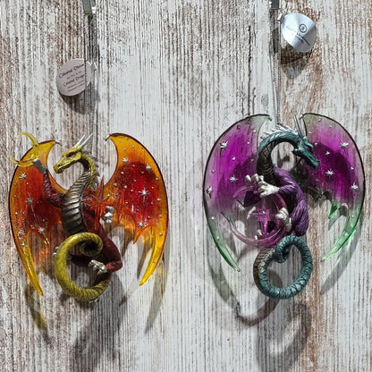 2007 Bradford Editions, "Celestial Visions" Celestial Dragon Ornament Set (2)