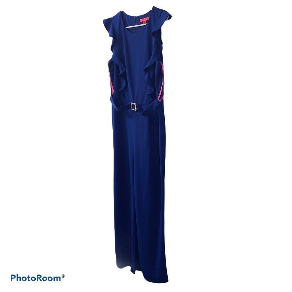 Betsey Johnson "In the Details" Blue Jumpsuit Size 0P