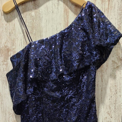 Carmen Marc Valvo Infusion Blue Sequin Dress Size 6