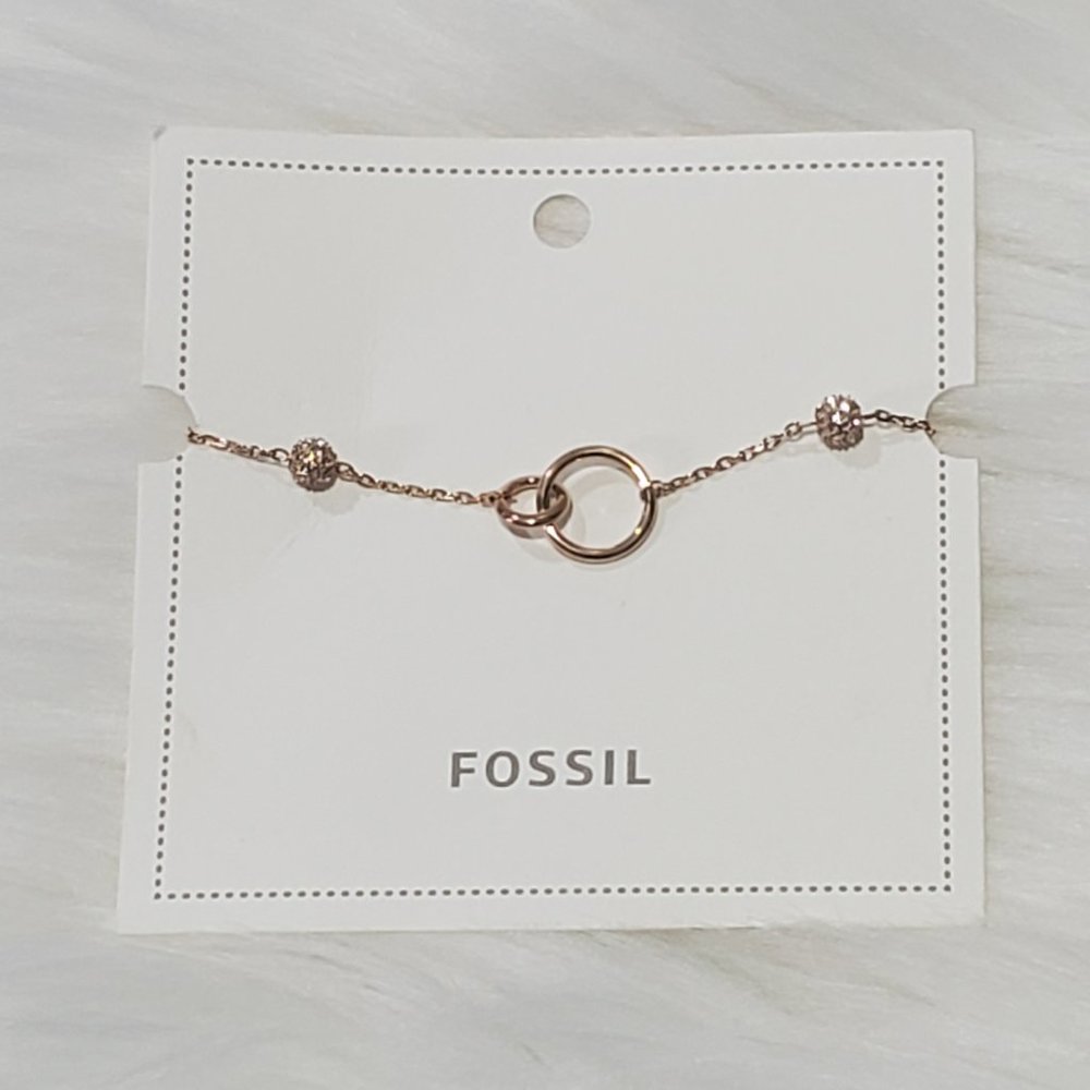 FOSSIL ROSE GOLD-TONE STAINLESS STEEL BRACELET