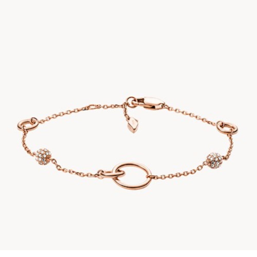 FOSSIL ROSE GOLD-TONE STAINLESS STEEL BRACELET