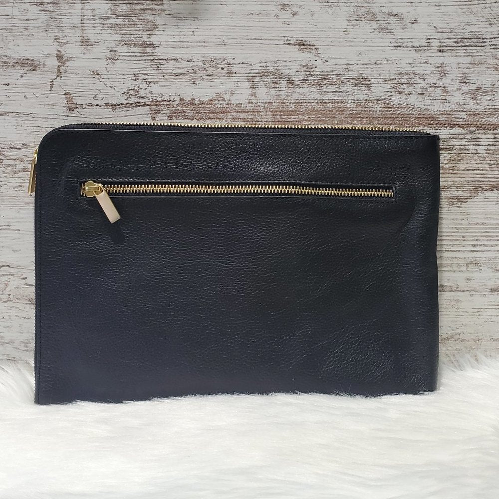 Pottery Barn Quinn Leather Jewelry Pouch, Large, Black NWT!