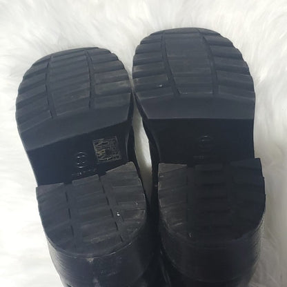 CHANEL Calfskin Pearl Combat Ankle Boots 41.5, Black