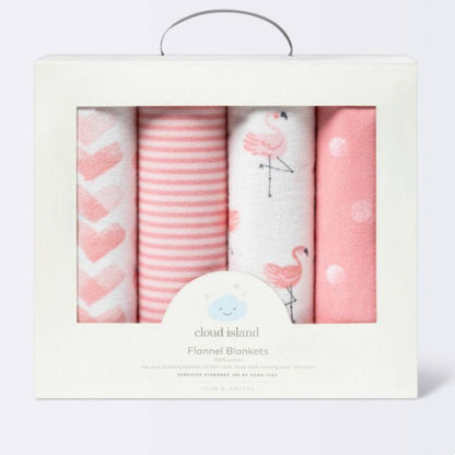 Flannel Baby Blankets Flamingos - Cloud Island Pink 4pk