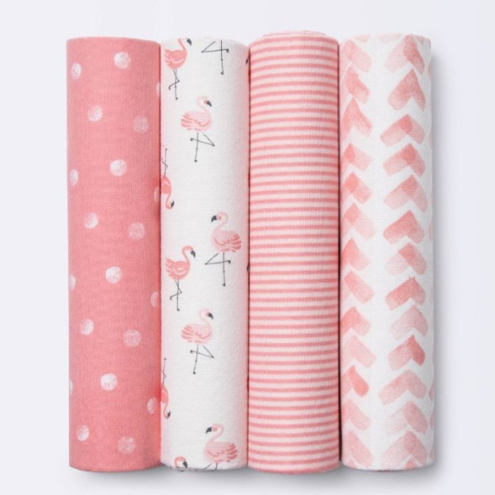 Flannel Baby Blankets Flamingos - Cloud Island Pink 4pk