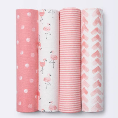 Flannel Baby Blankets Flamingos - Cloud Island Pink 4pk