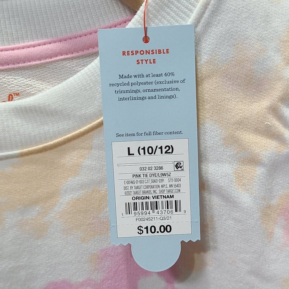 Cat & Jack Kid's Pink and Orange Tie Dye Long Sleeve Size L (10/12) NWT!