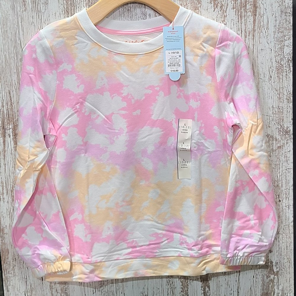 Cat & Jack Kid's Pink and Orange Tie Dye Long Sleeve Size L (10/12) NWT!