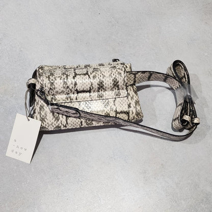 a. new. day. Double Gusset Gelt Bag, Snake Print NWT