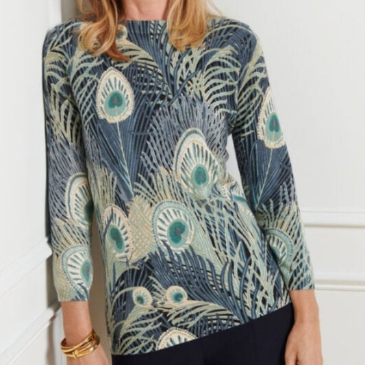 NWT! Talbots AUDREY CASHMERE SWEATER - PEACOCK FEATHER, XS