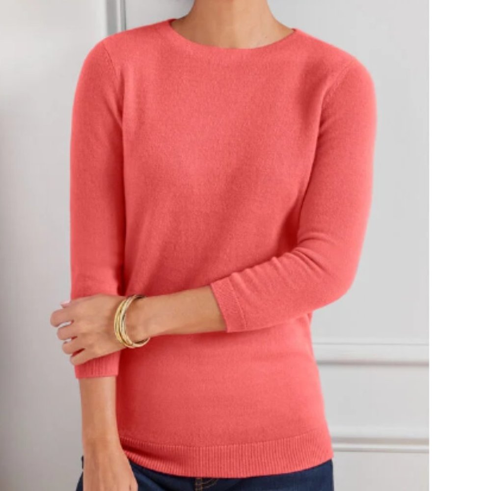 Talbots Audrey Cashmere Sweater, Coral Pink, XS