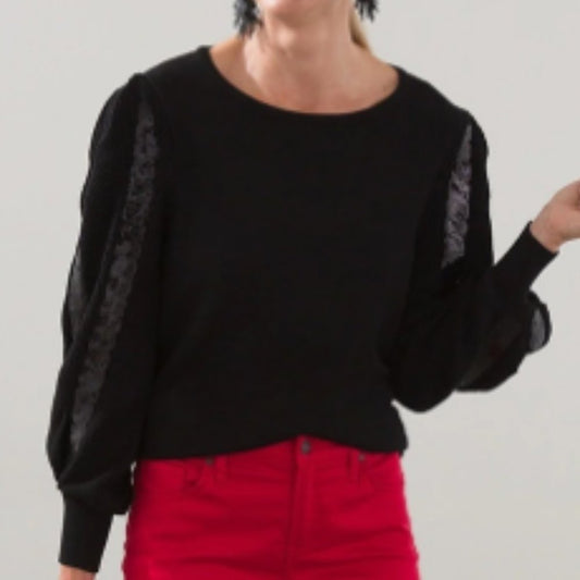 Chico's Textured Pullover With Sequin Sleeves, Various