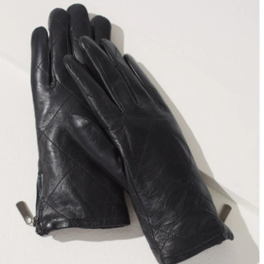 Chico's Stitched Box Leather Gloves, L NWT!