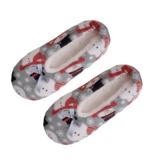 VELVETY FLEECE SLIPPERS SNOWMEN NWT!