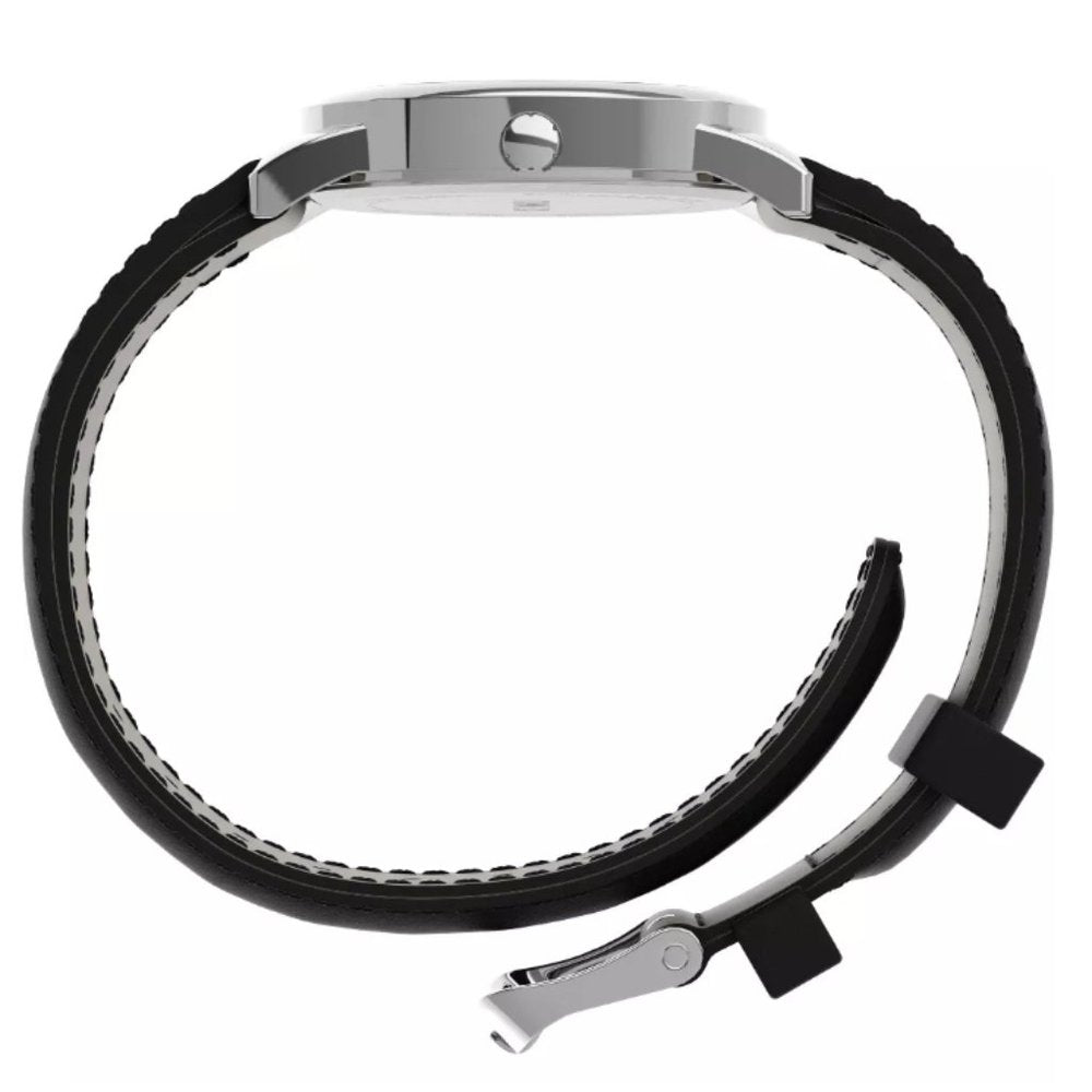 Men's Timex Easy Reader Watch with Leather Strap - Silver/Black T2H281JT