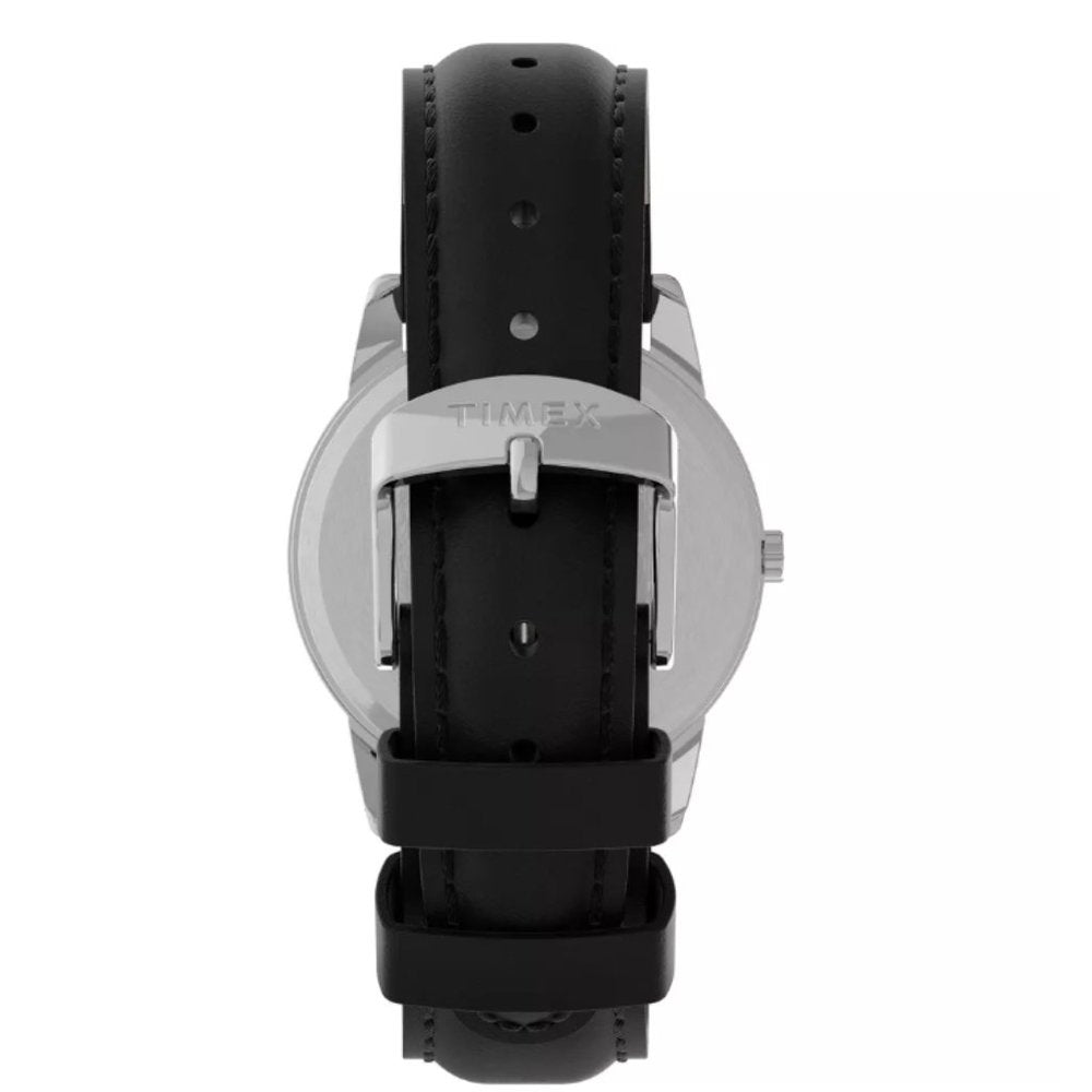 Men's Timex Easy Reader Watch with Leather Strap - Silver/Black T2H281JT