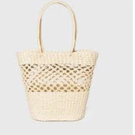 Straw Tote Handbag - Shade & Shore Off White